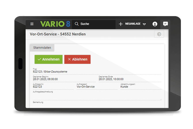 VARIO Web App Tablet Service