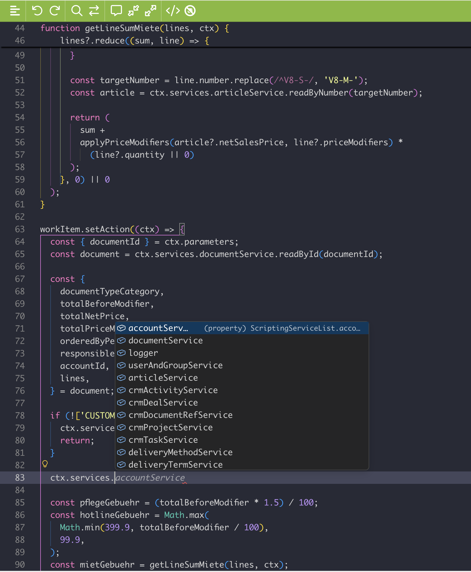 Editor zum Schreiben von Script in der VARIO Cloud
