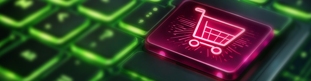 Digitales Warenkorbsymbol als Teil einer digitalen Infrastruktur.