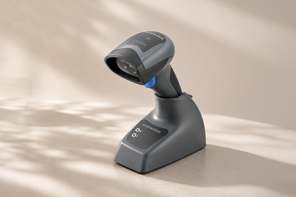 QuickScan QM2131 Funk-Barcodescanner mit Ladestation für Lager, Versand und Logistik